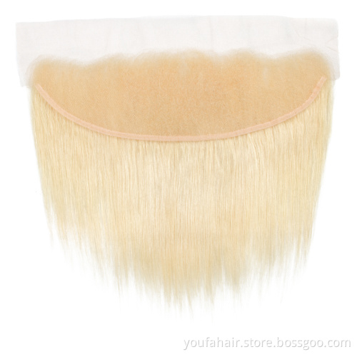 Dropshipping 613 Blonde 13x4 Transparent Lace Frontal 100% Virgin Brazilian Raw Human Hair 613 Blonde HD Lace Front with Bundles